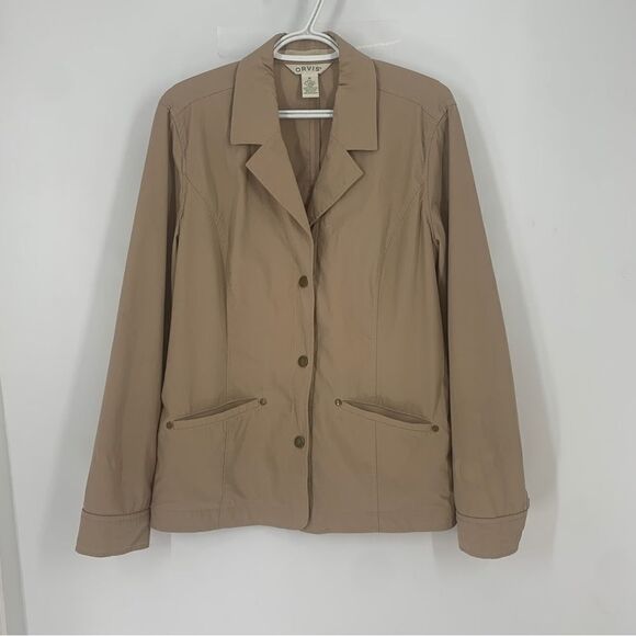 Orvis Womenb's Size Medium Tan Lightweight Button Front Barn Coat - Picture 1 of 10